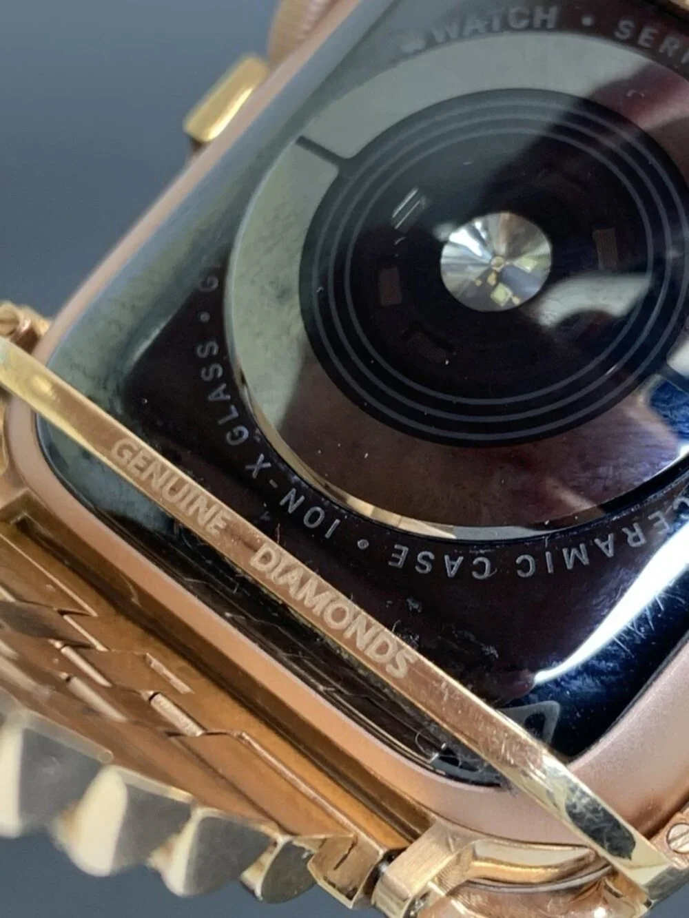 Apple Watch Series 5 Iced Out Real Diamonds Rose Gold Tone Stainless Steel Band